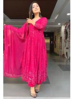 Faux Georgette Rani Eid Wear Embroidery Work Readymade Anarkali Suit
